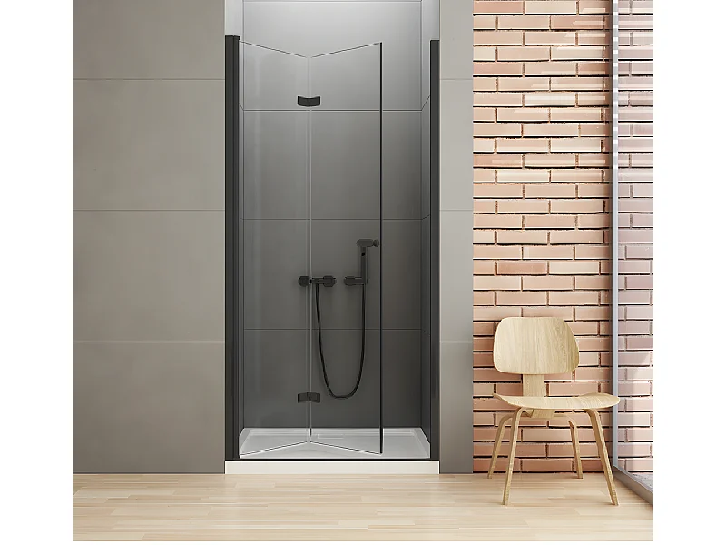 Porte de douche pliante gauche 120 cm noire RHODES BLACK