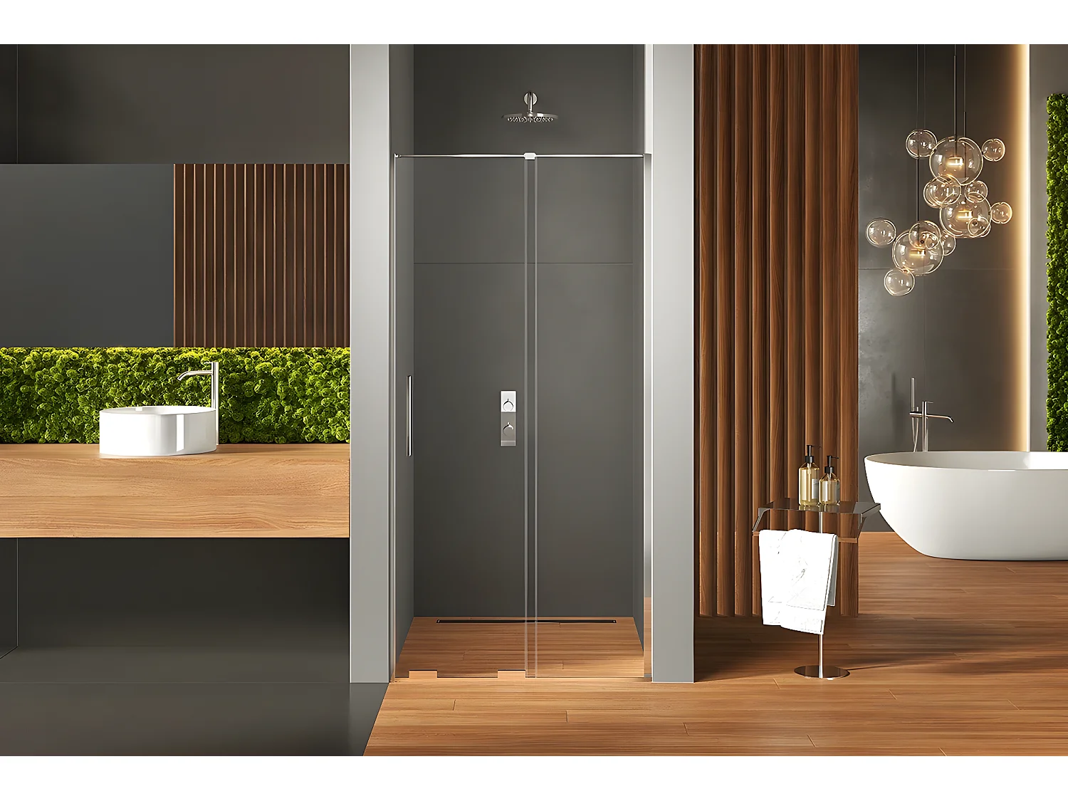 Porte de douche coulissante chromé 2 volets  MALDIVES CHROME,Largeur: 100 cm, verre 8 mm