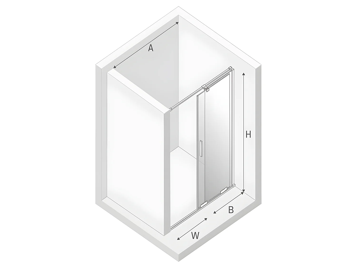 Porte de douche coulissante chromé 2 volets  MALDIVES CHROME,Largeur: 100 cm, verre 8 mm