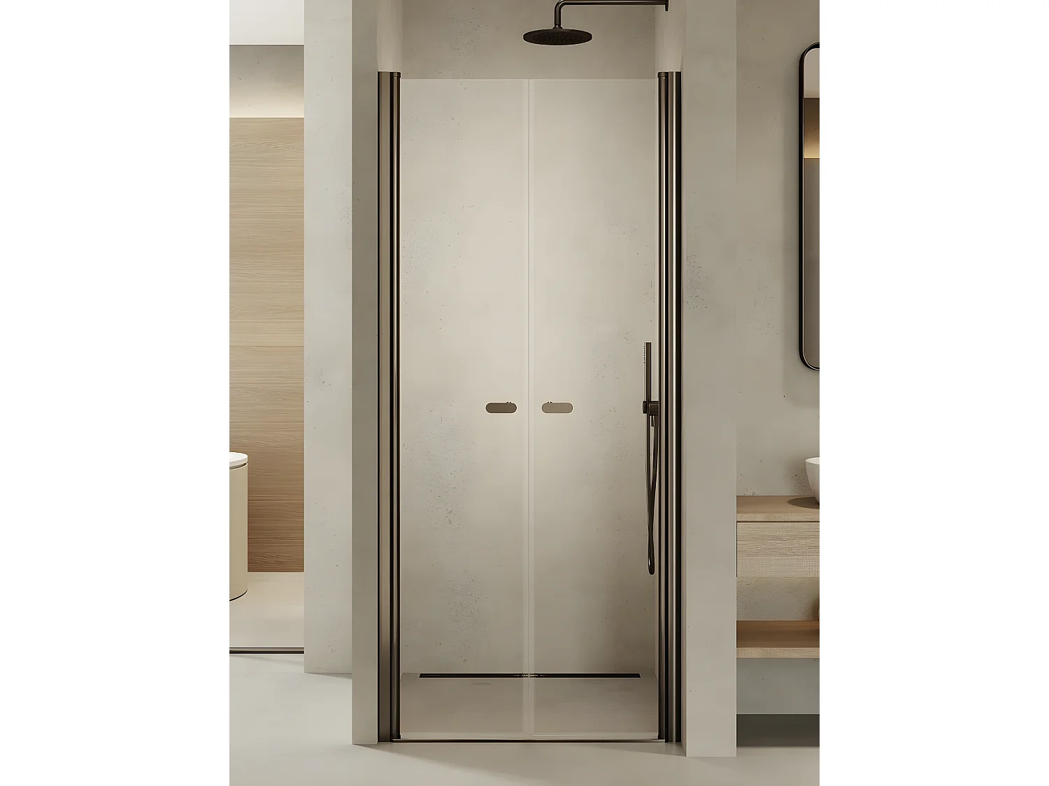 Porte de douche battante 90 cm inox brossé ANTILLES GUNMETAL BRUSHED