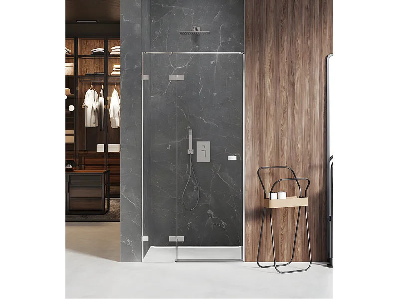 Porte de douche 80 cm chrome pivotante gauche    MAJORQUE CHROME