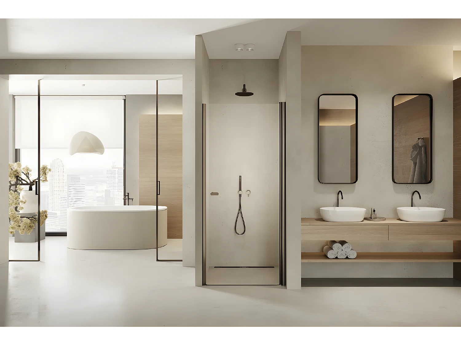 Porte de douche pivotante 90 cm inox brossé ANTILLES GUNMETAL BRUSHED