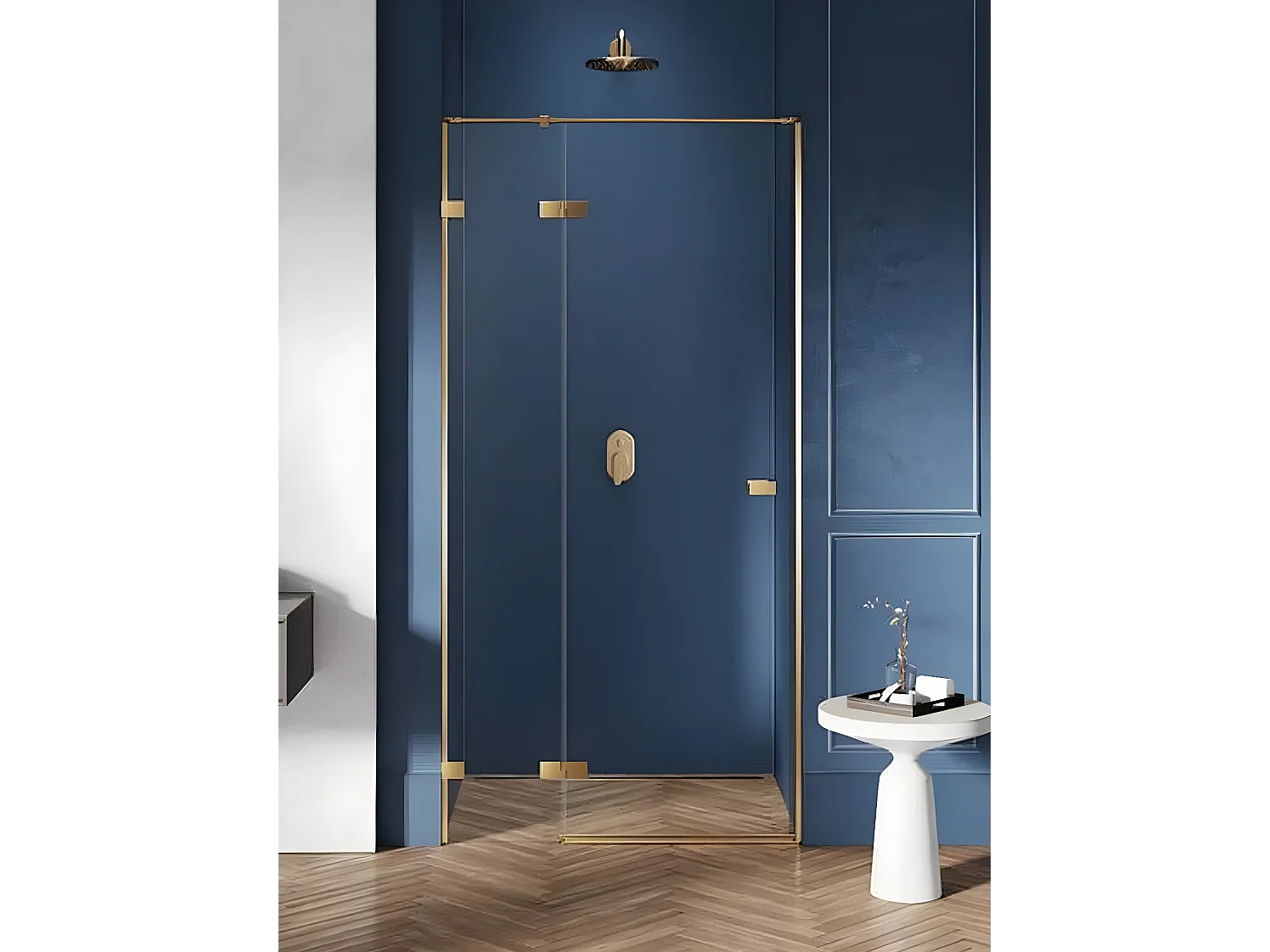 Porte de douche 100 cm doré brossé pivotante droite  BALI GOLD BRUSHED