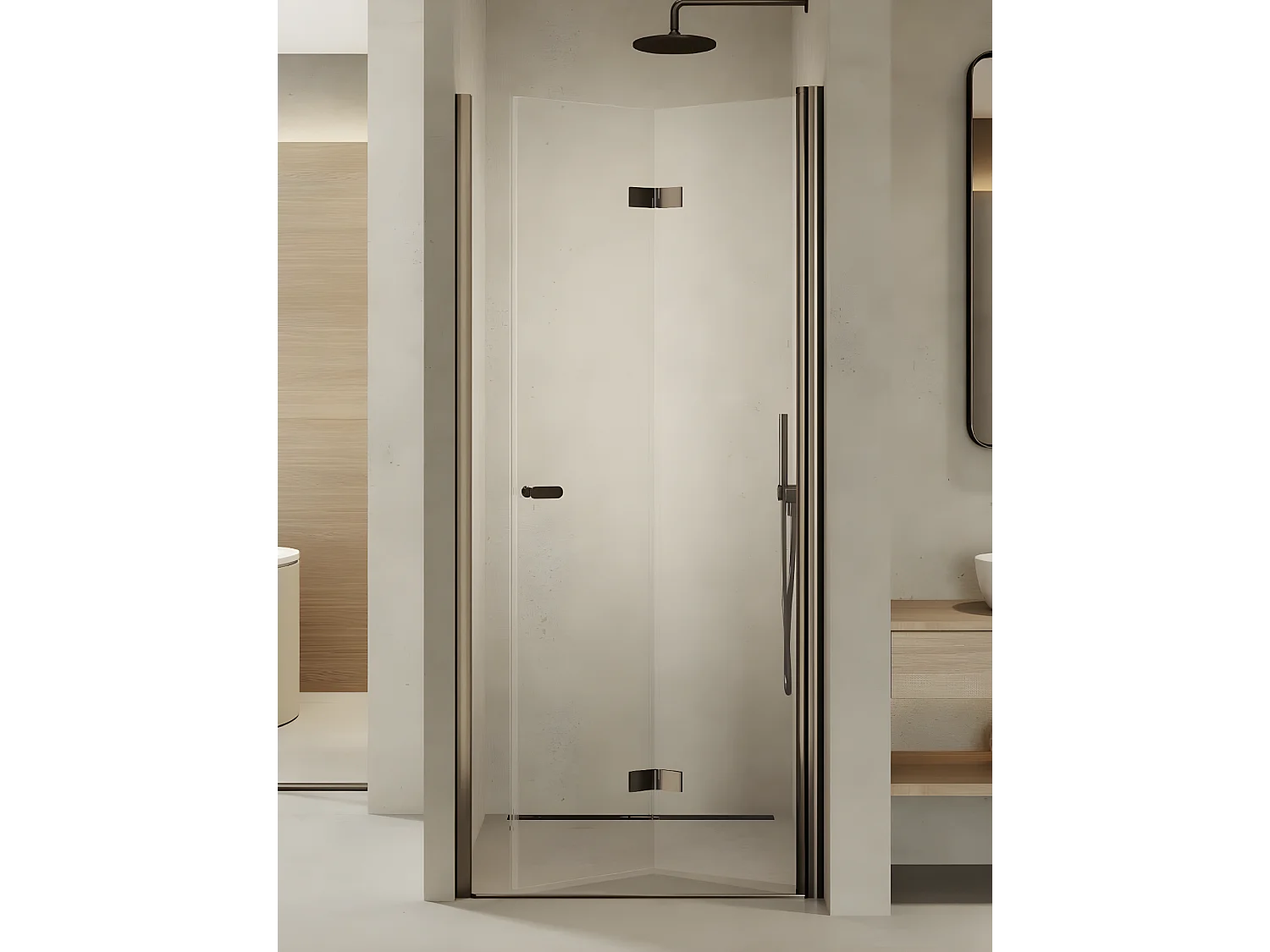 Porte de douche pliante droite 100 cm inox brossé ANTILLES GUNMETAL BRUSHED
