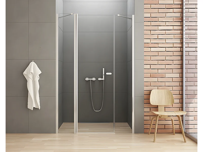 Porte de douche pivotante 2 parties fixe 110 cm chrome CORFOU CHROME