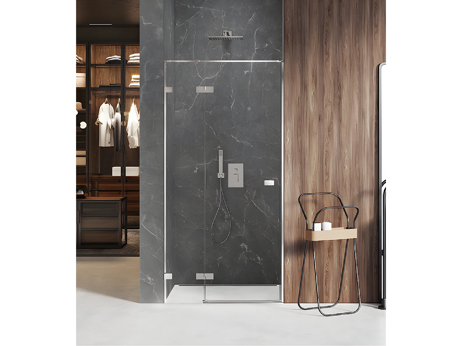 Porte de douche 110 cm chrome pivotante  gauche    MAJORQUE CHROME