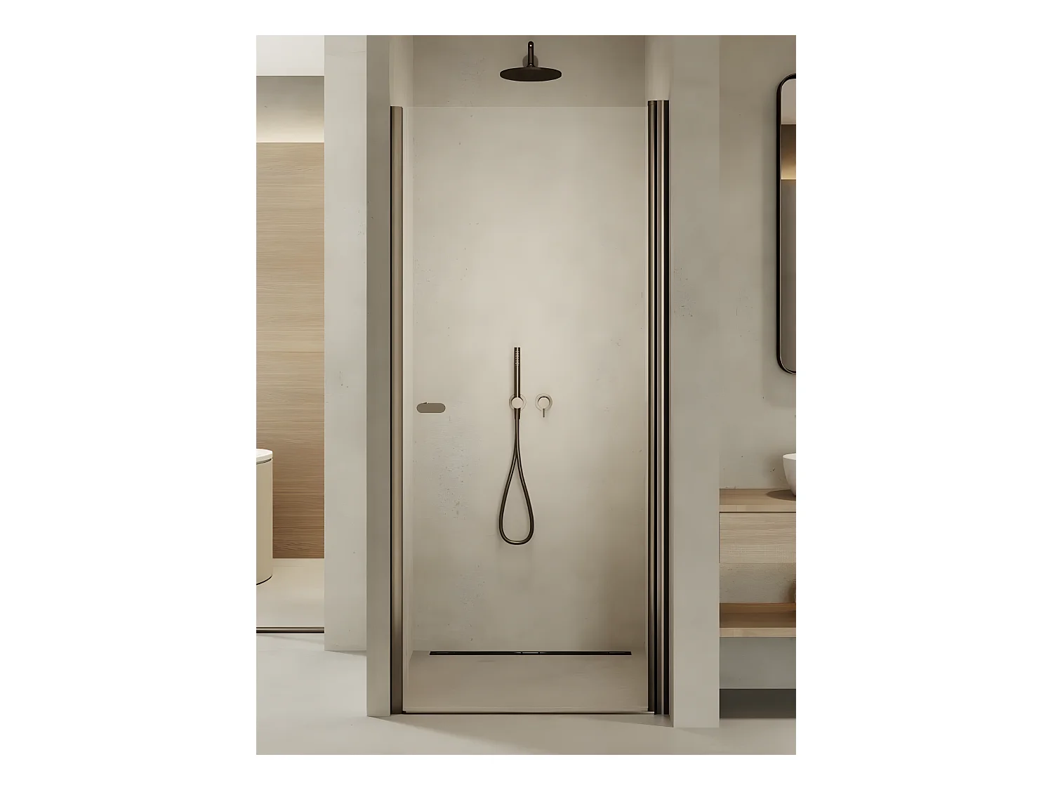Porte de douche pivotante 100 cm inox brossé ANTILLES GUNMETAL BRUSHED