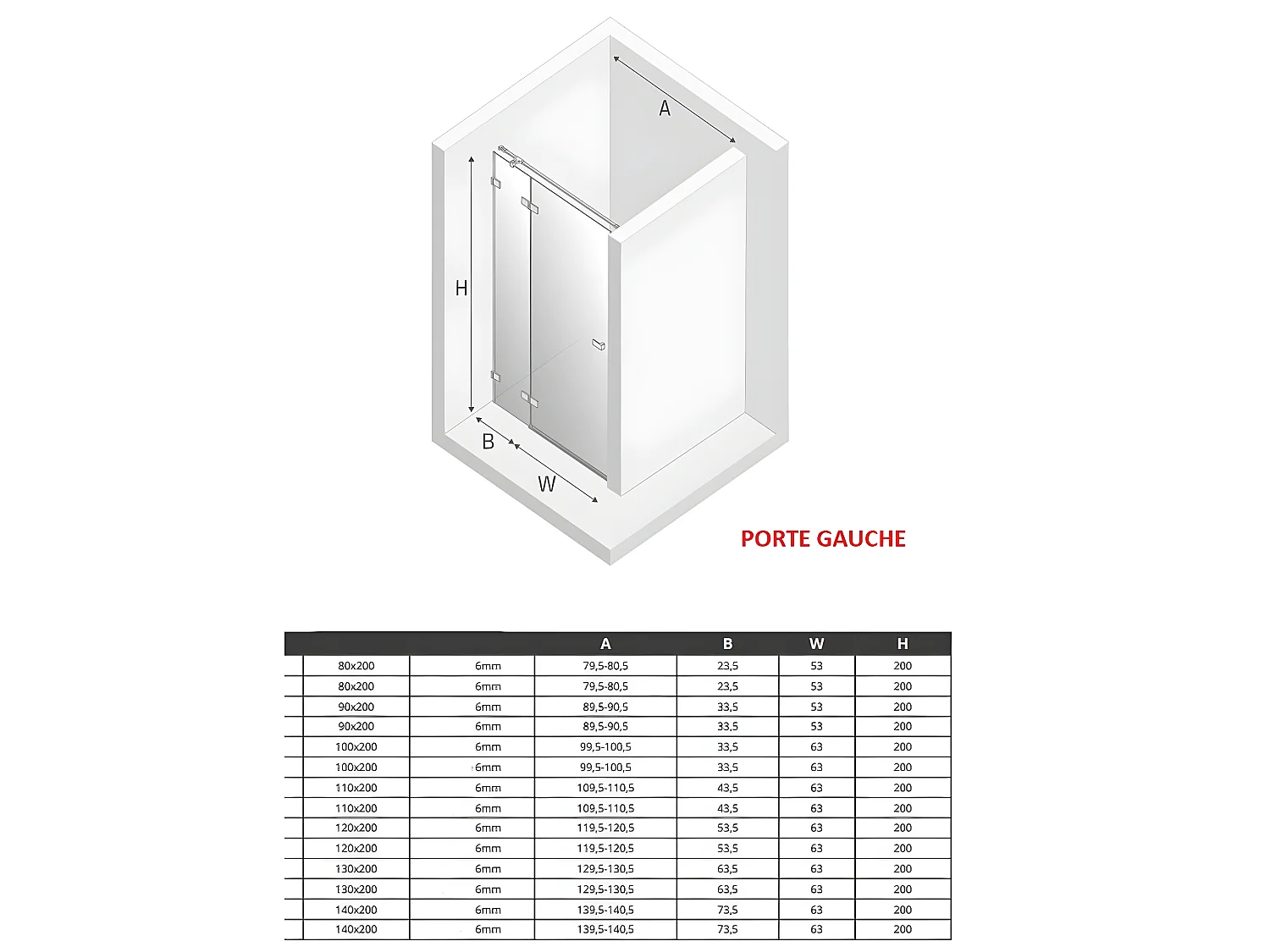 Porte de douche  100 cm doré pivotante  gauche   MIAMI GOLD