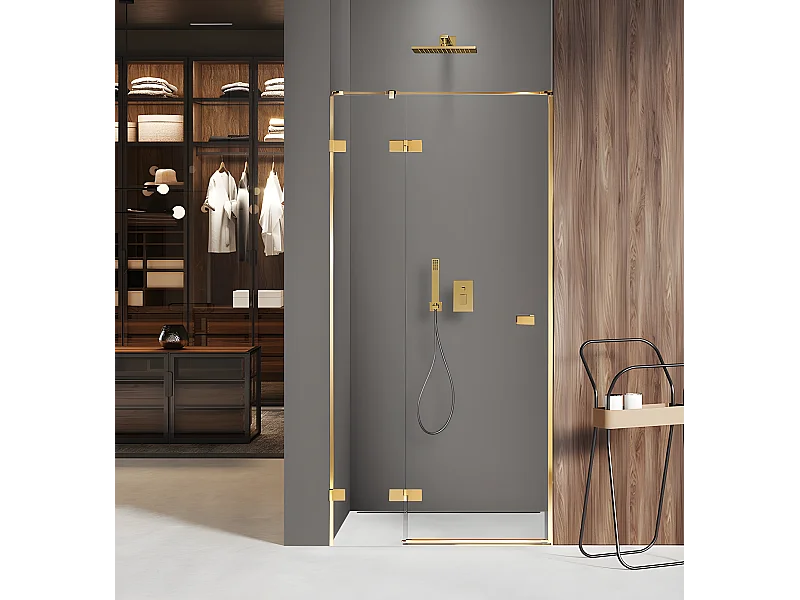 Porte de douche  100 cm doré pivotante  gauche   MIAMI GOLD