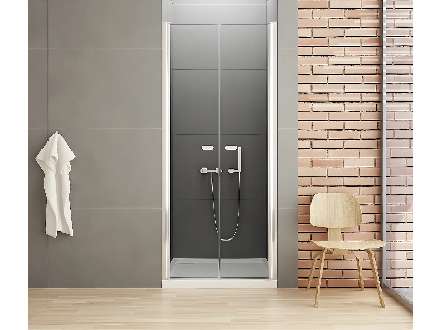 Porte de douche battante 80 cm chrome CORFOU CHROME