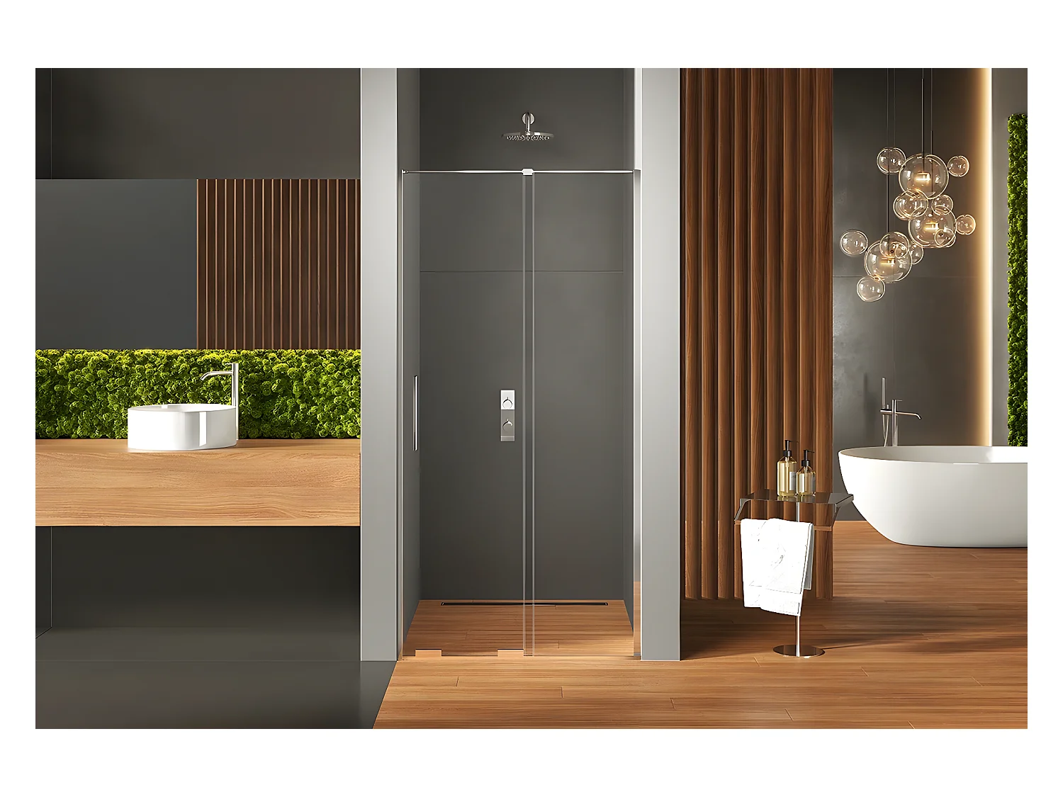 Porte de douche coulissante chromé 2 volets  MALDIVES CHROME,Largeur: 140 cm, verre 8 mm