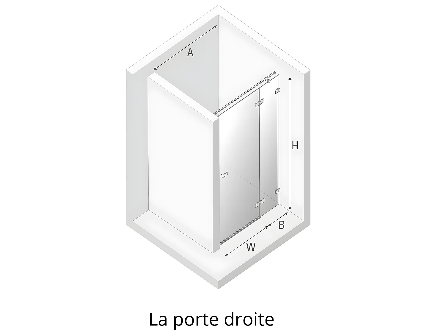 Porte de douche 130 cm doré brossé pivotante  droite BALI GOLD BRUSHED