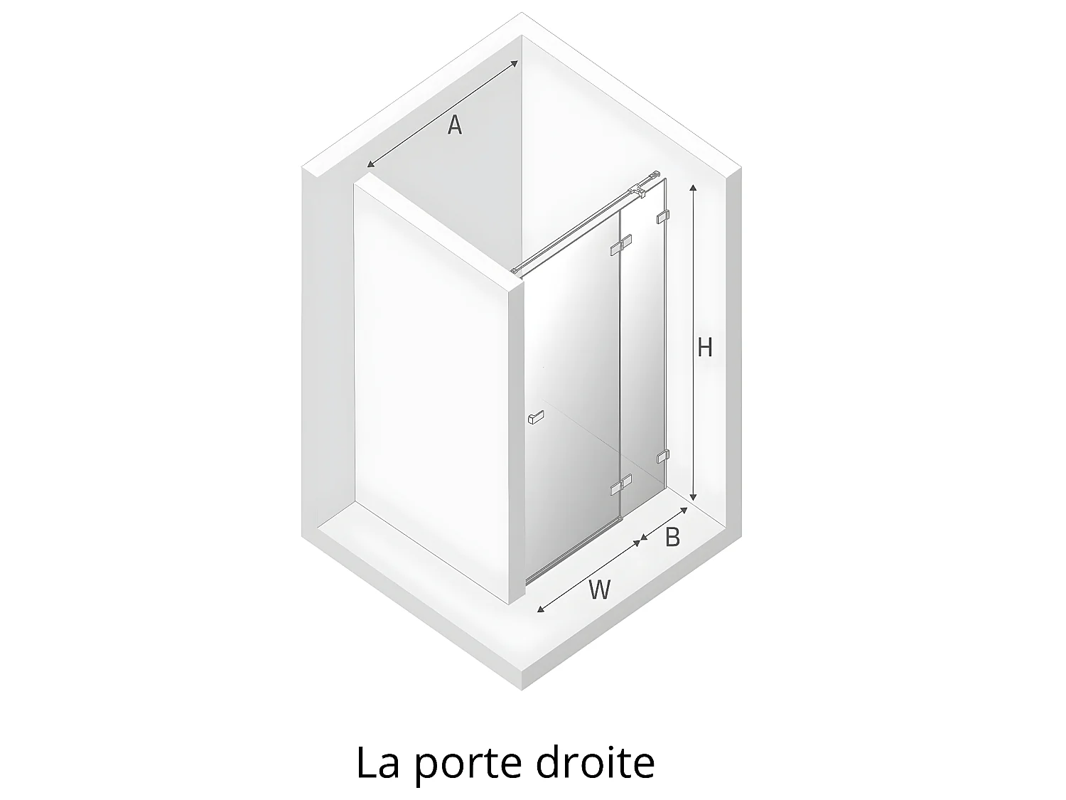 Porte de douche 130 cm doré brossé pivotante  droite BALI GOLD BRUSHED