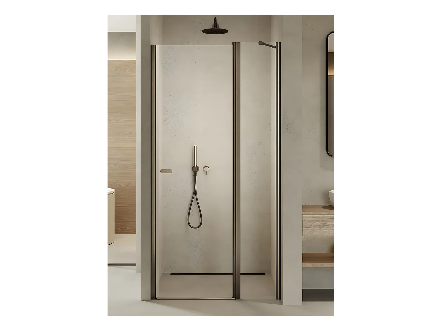 Porte de douche pivotante 110 cm inox brossé ANTILLES GUNMETAL BRUSHED