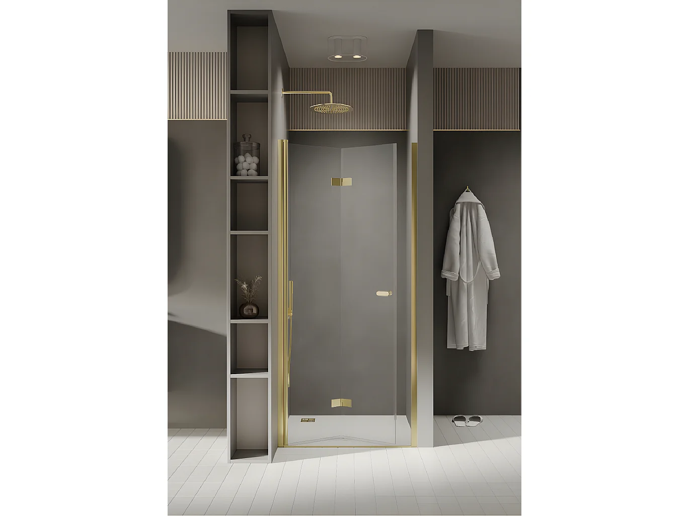 Porte de douche pliante gauche 70 cm doré  CUBA  GOLD