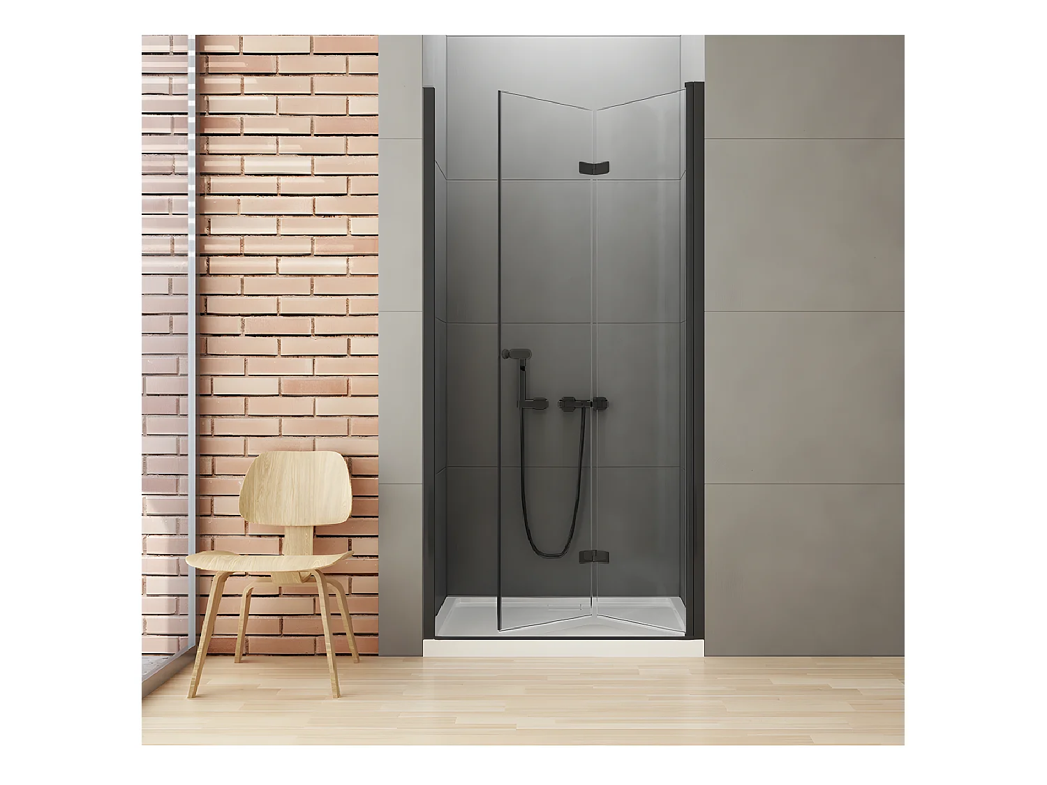 Porte de douche pliante droite 90 cm noire RHODES BLACK