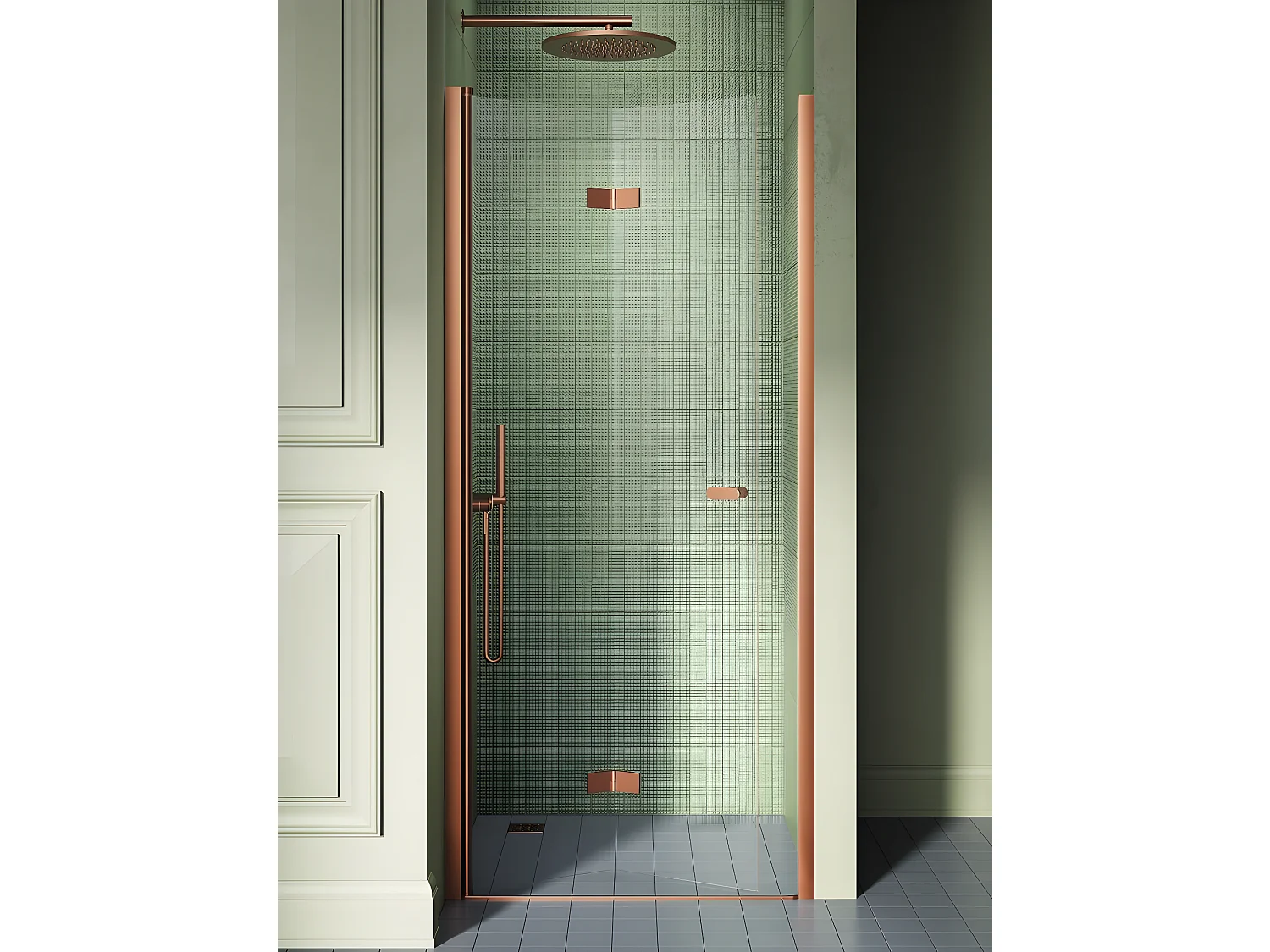 Porte de douche pliante gauche 80 cm cuivre brossé MONAKO COPPER BRUSHED