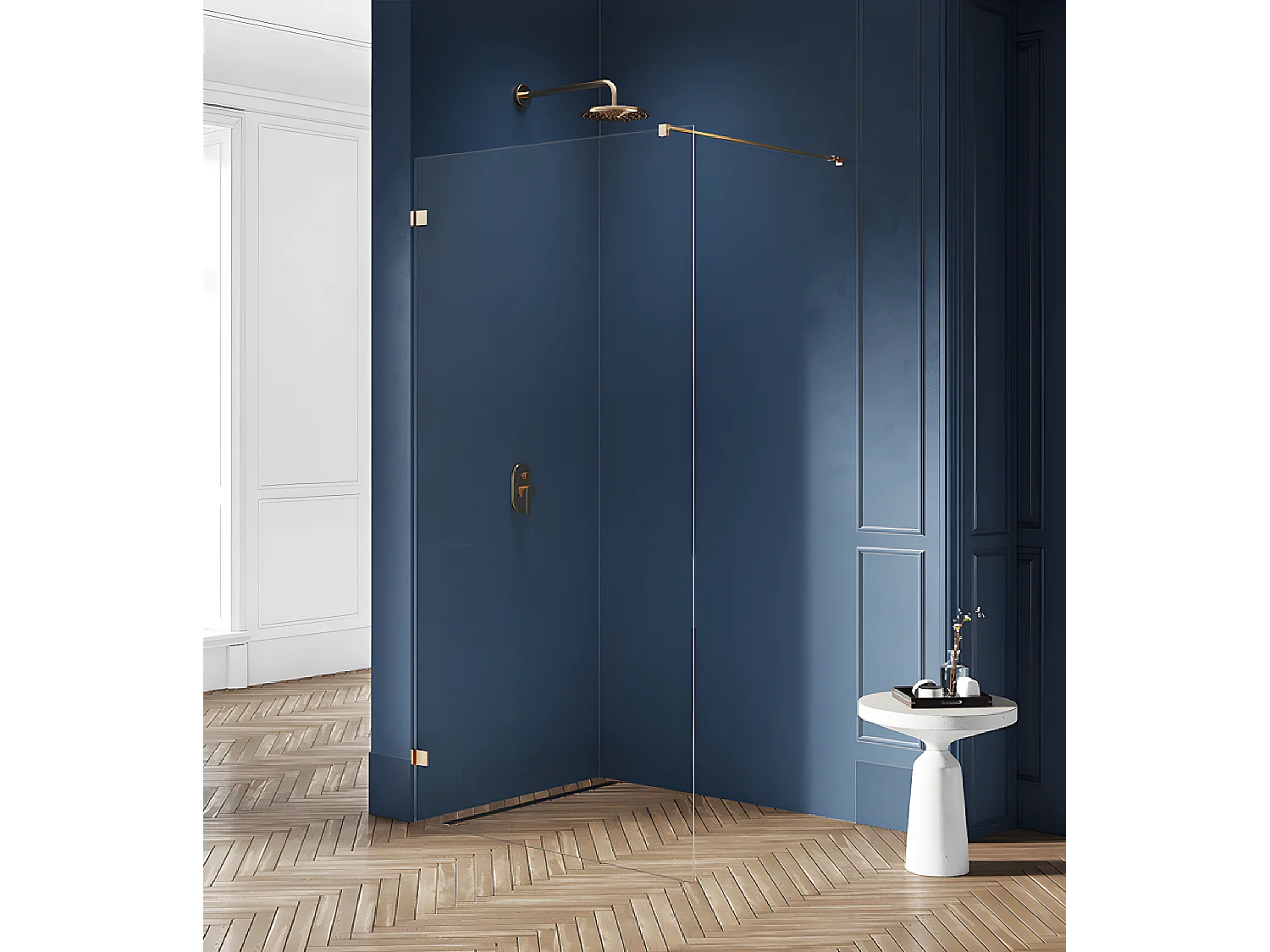 Paroi de douche à l'italienne  150 cm doré brossé  BALI GOLD BRUSHED