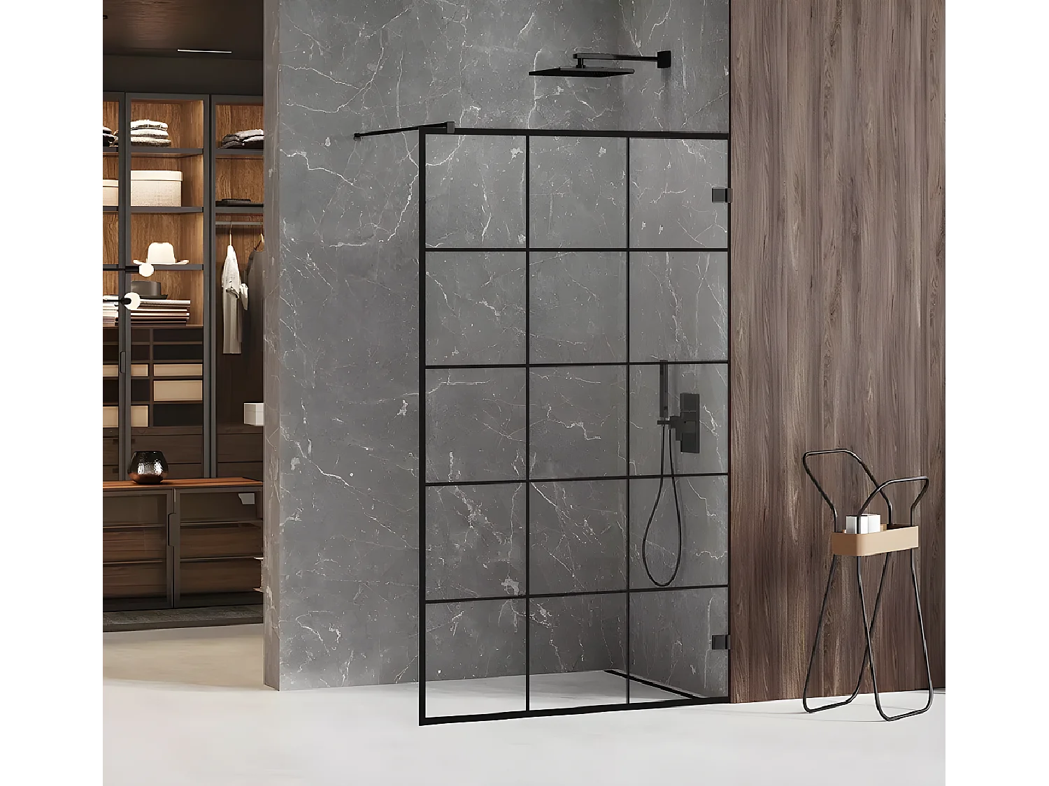 Paroi de douche à l'italienne noire sérigraphiée  140 cm  BORA BORA BLACK