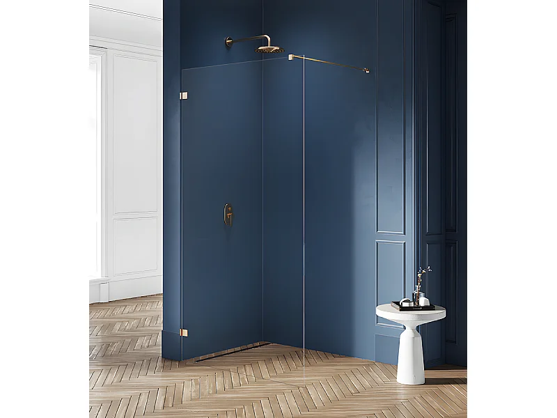 Paroi de douche à l'italienne  160 cm doré brossé  BALI GOLD BRUSHED