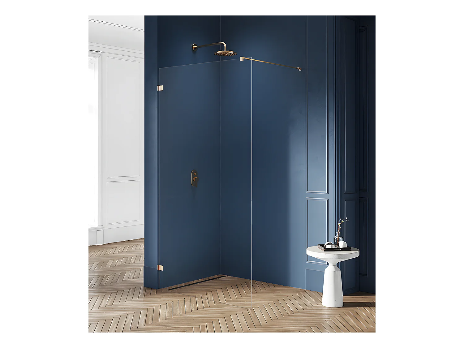 Paroi de douche à l'italienne  160 cm doré brossé  BALI GOLD BRUSHED