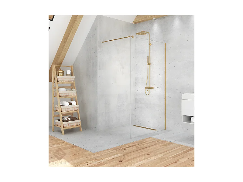 Paroi de douche à l'italienne 60 cm doré brossé  BALI GOLD BRUSHED