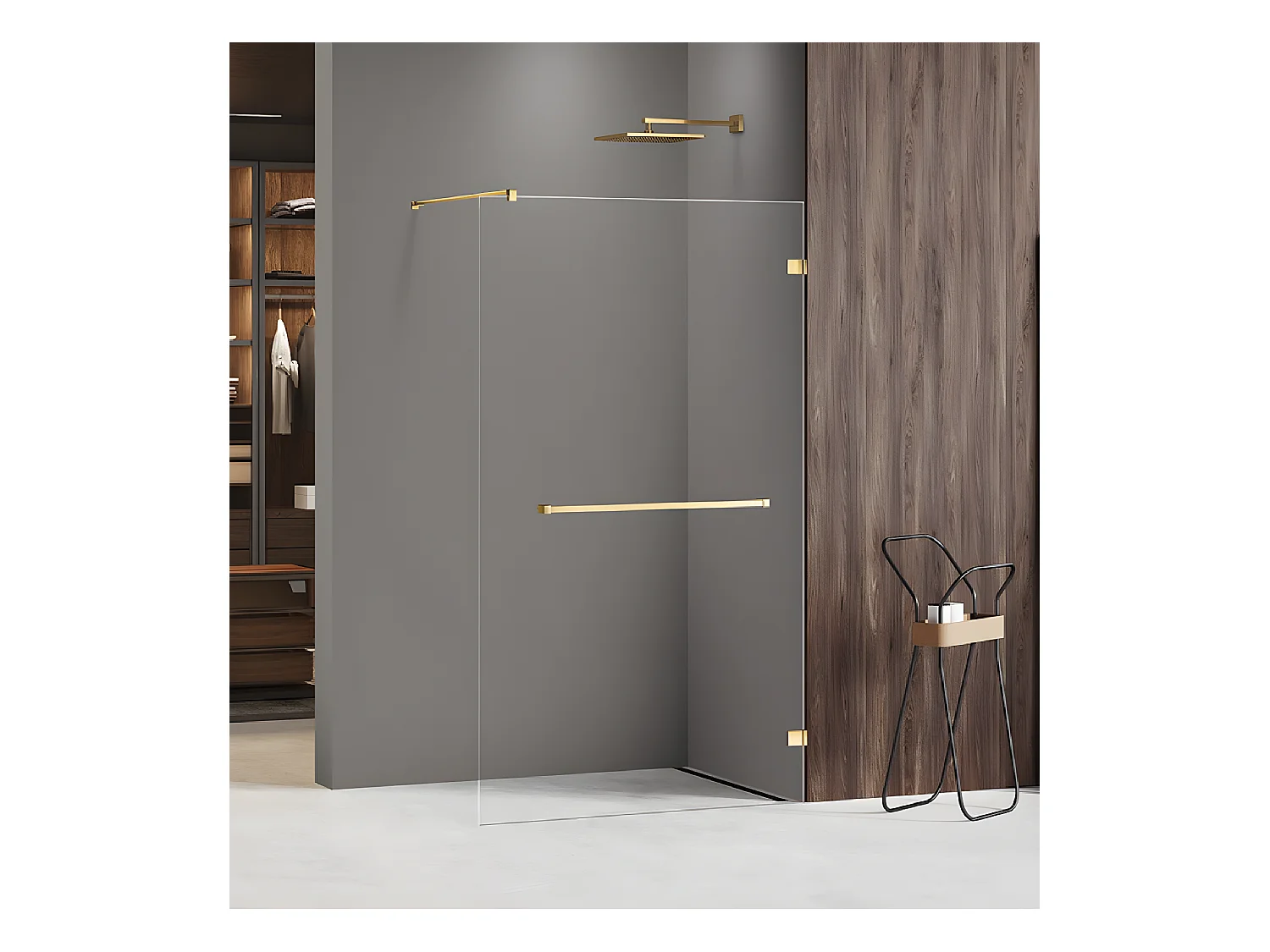 Paroi de douche à l'italienne 100 cm doré  MIAMI GOLD SHINE