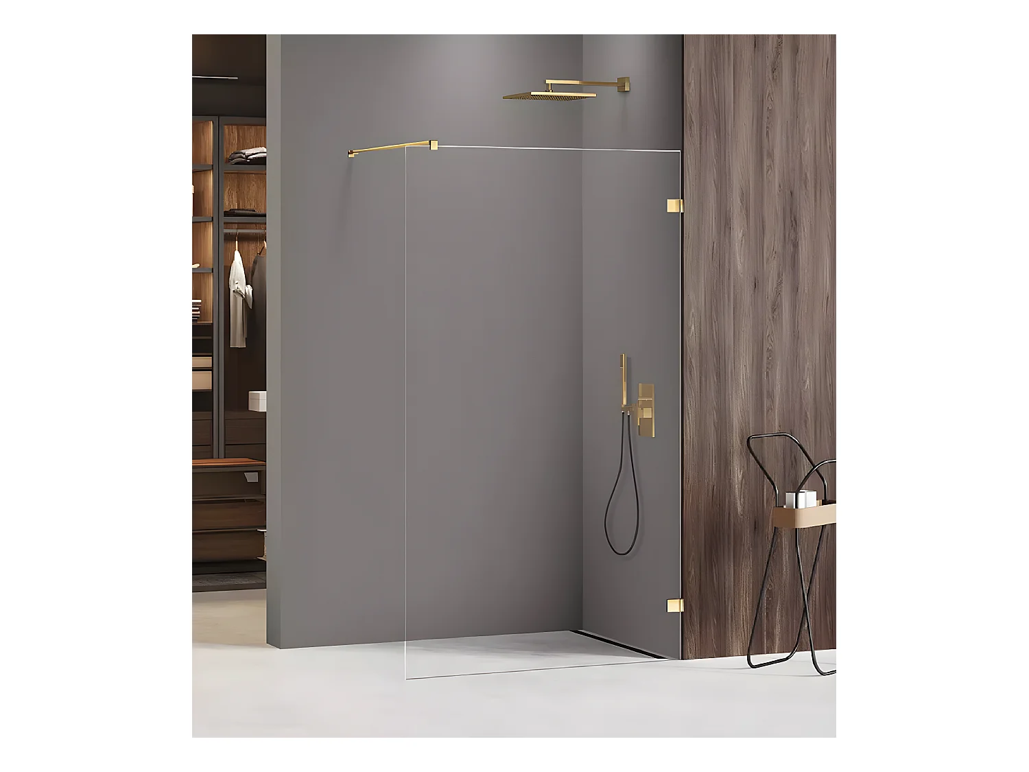 Paroi de douche à l'italienne 100 cm doré  MIAMI GOLD SHINE