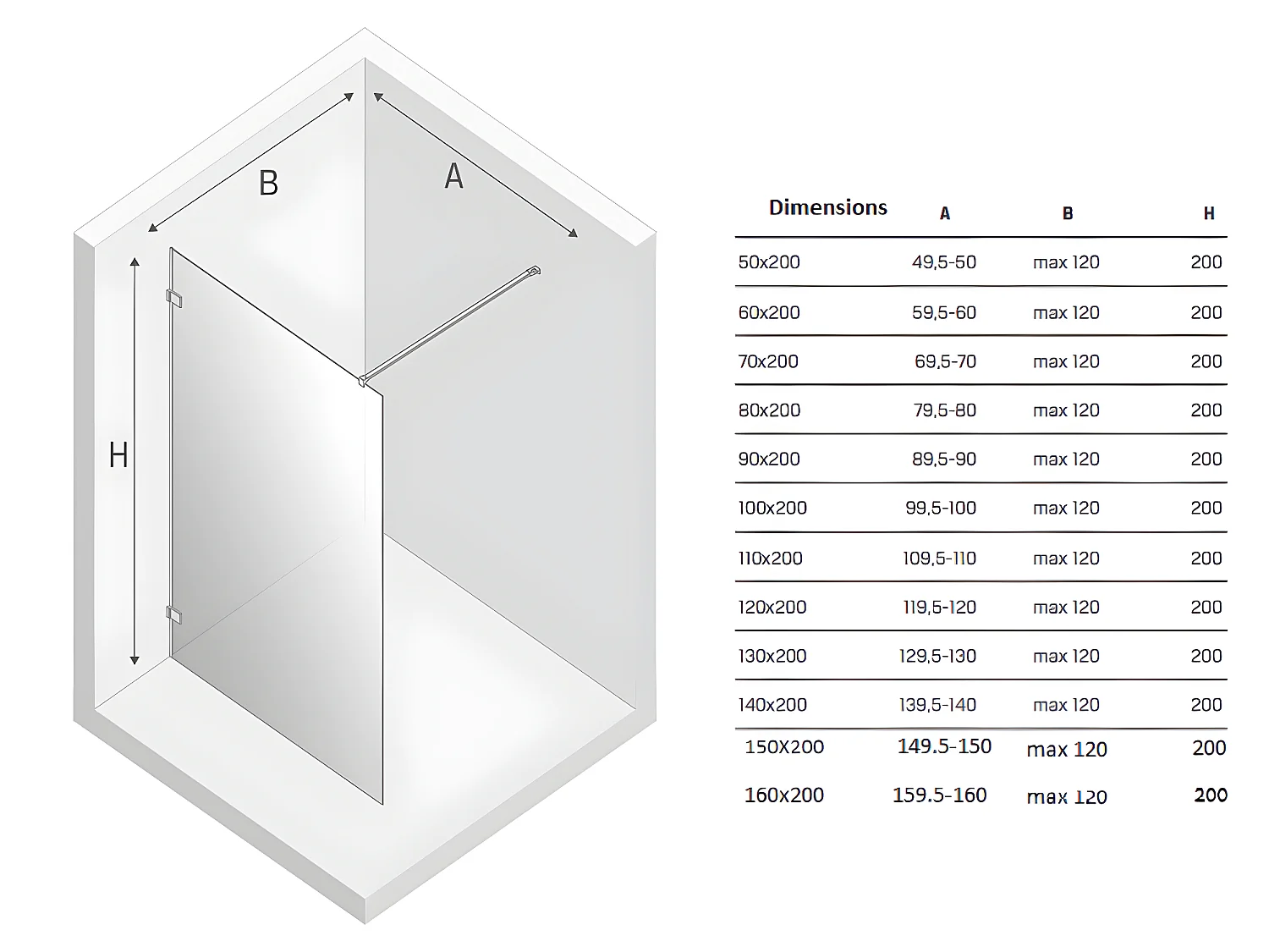 Paroi de douche à l'italienne 100 cm cuivre brossé avec cadre  TAHITI COPPER BRUSHED