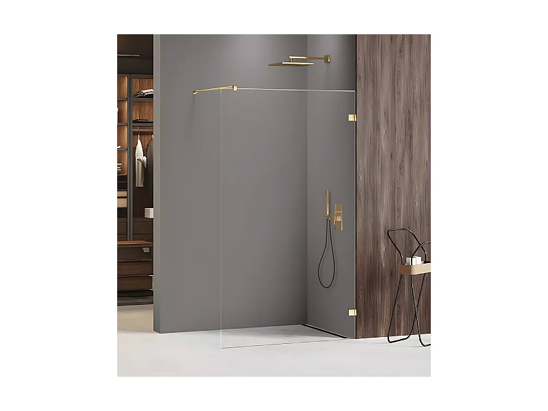 Paroi de douche à l'italienne 140 cm doré  MIAMI GOLD SHINE