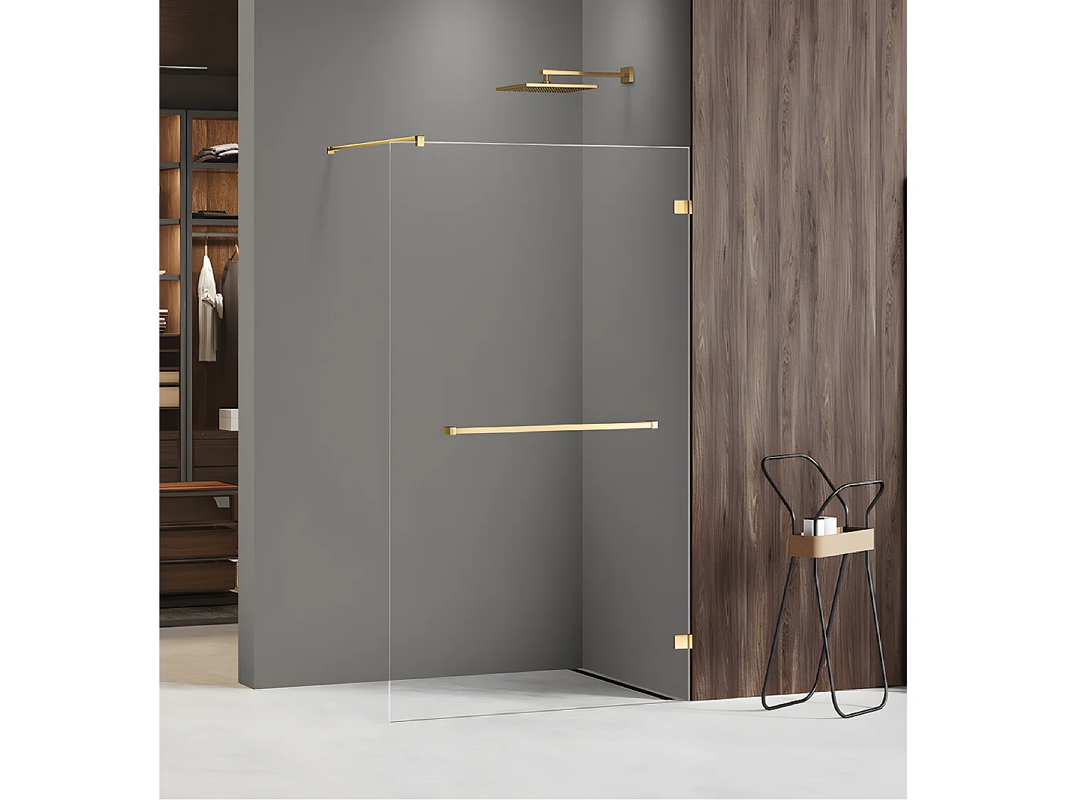 Paroi de douche à l'italienne 130 cm doré  MIAMI GOLD SHINE