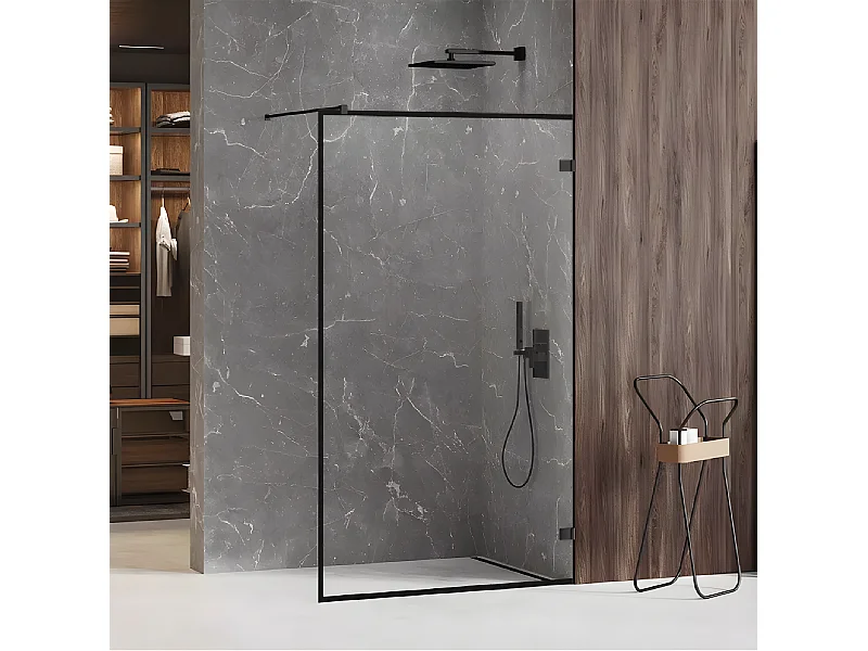 Paroi de douche à l'italienne noire avec cadre   50 cm  BORA BORA BLACK