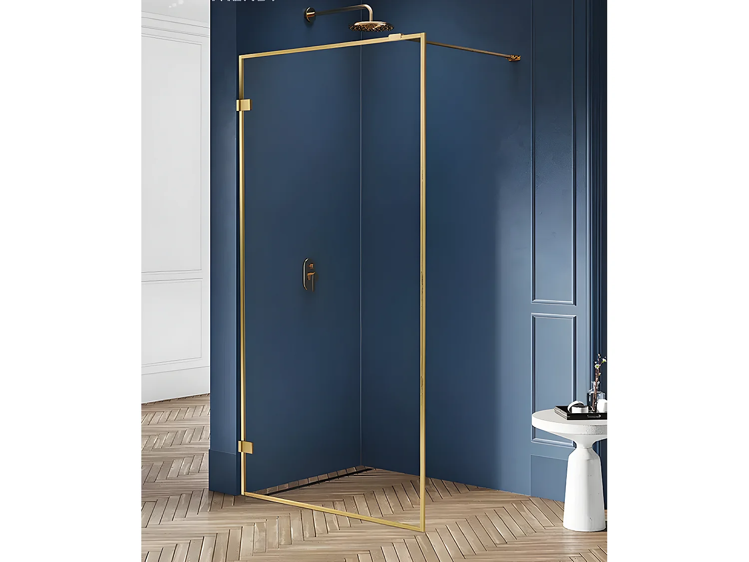 Paroi de douche à l'italienne  120 cm doré brossé  avec cadre  BALI GOLD BRUSHED