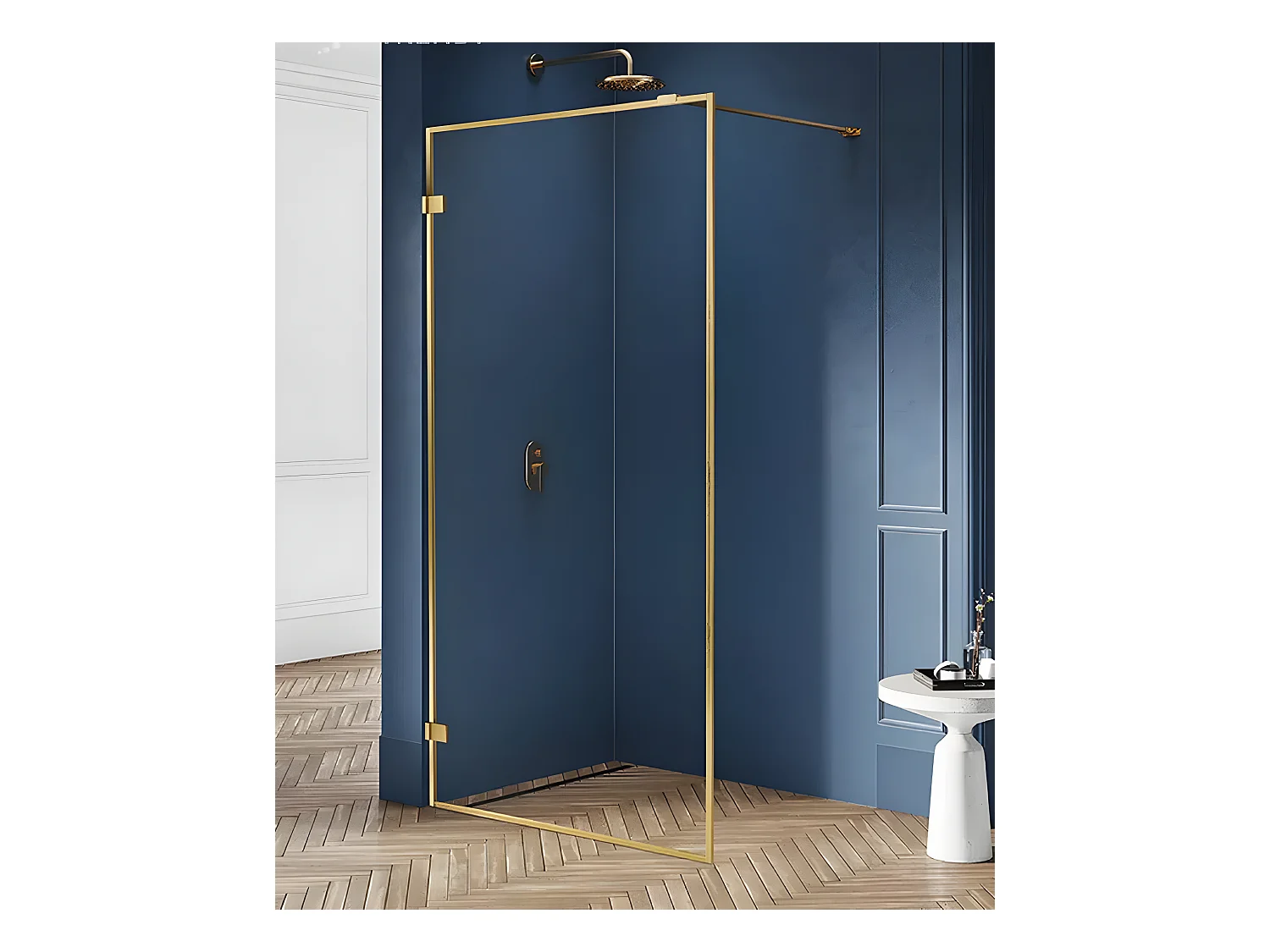 Paroi de douche à l'italienne  120 cm doré brossé  avec cadre  BALI GOLD BRUSHED