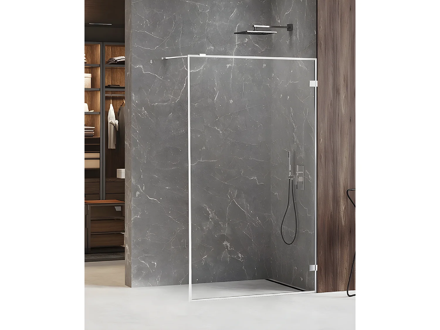 Paroi de douche à l'italienne chrome  avec cadre   130 cm  MAJORQUE CHROME