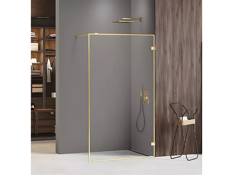 Paroi de douche à l'italienne  70 cm doré avec cadre MIAMI GOLD SHINE