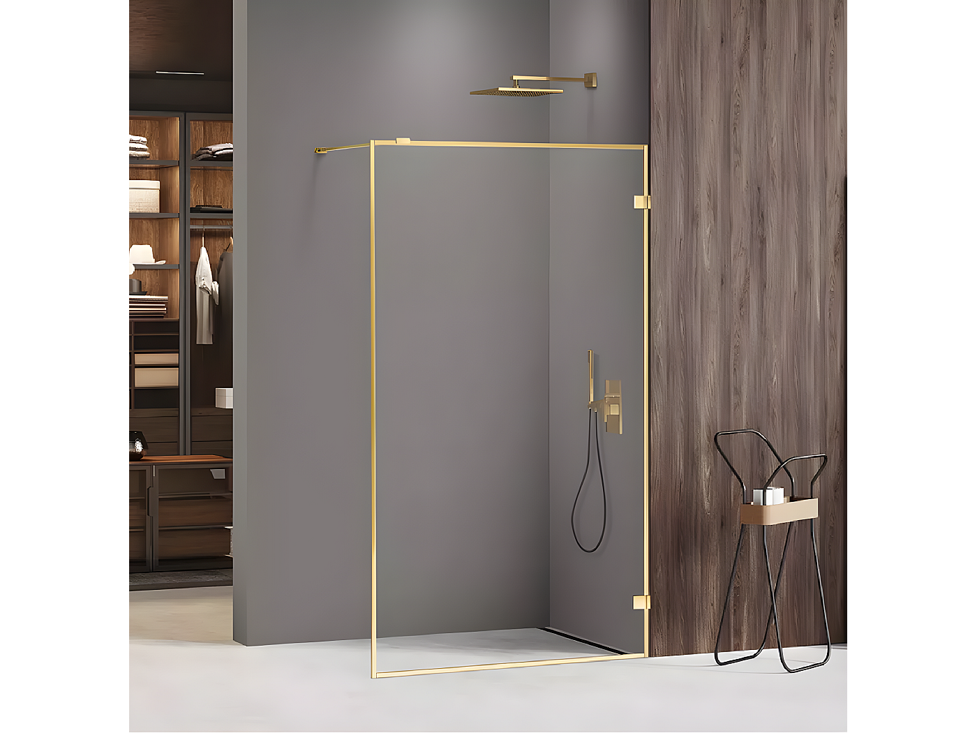 Paroi de douche à l'italienne 60 cm doré avec cadre MIAMI GOLD SHINE