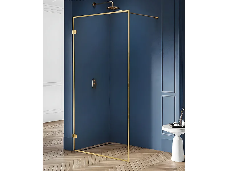 Paroi de douche à l'italienne  50 cm doré brossé  avec cadre  BALI GOLD BRUSHED
