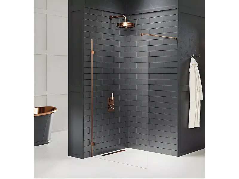 Paroi de douche à l'italienne 150 cm cuivre brossé  TAHITI COPPER BRUSHED