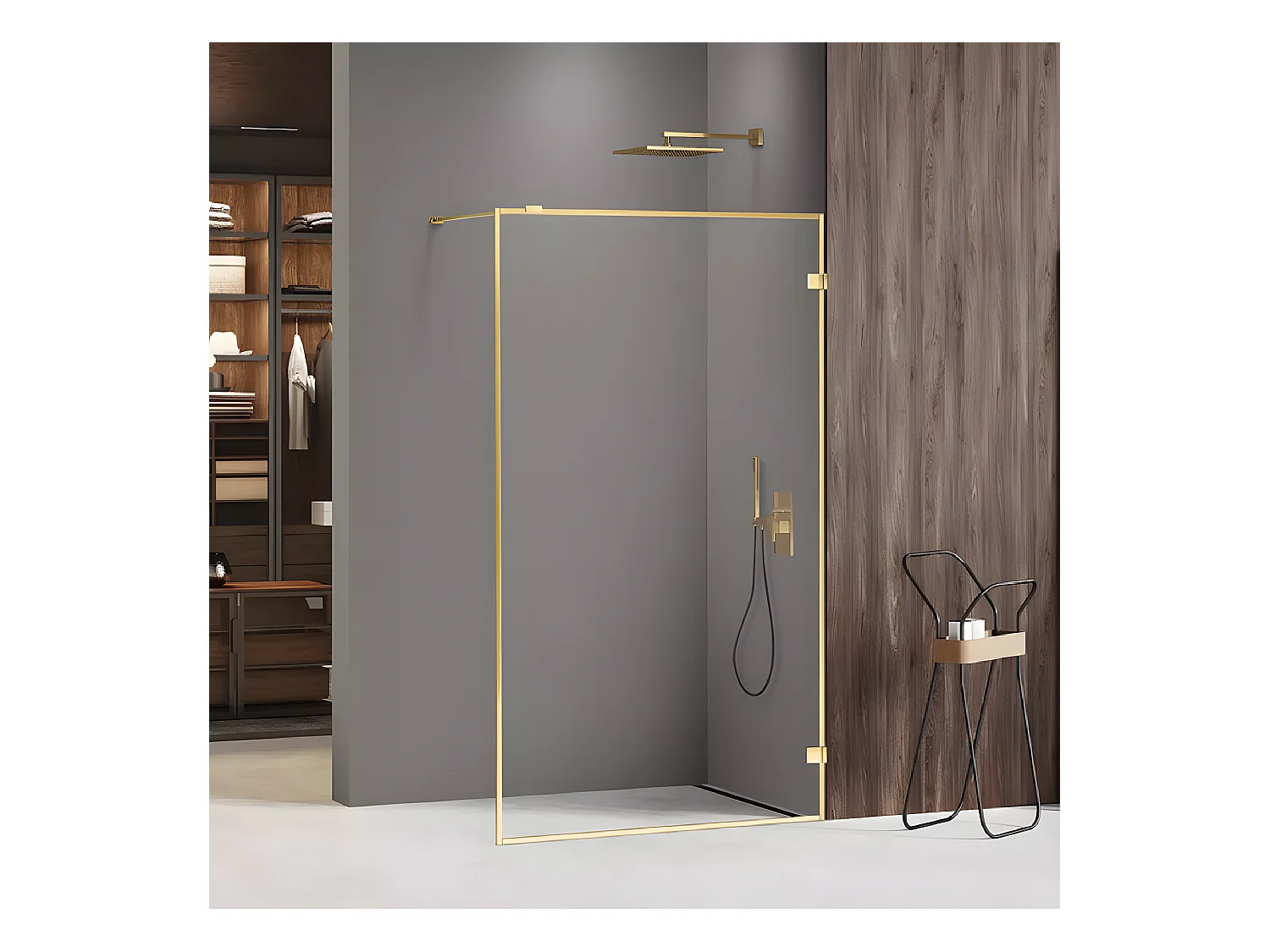 Paroi de douche à l'italienne  100 cm doré avec cadre MIAMI GOLD SHINE