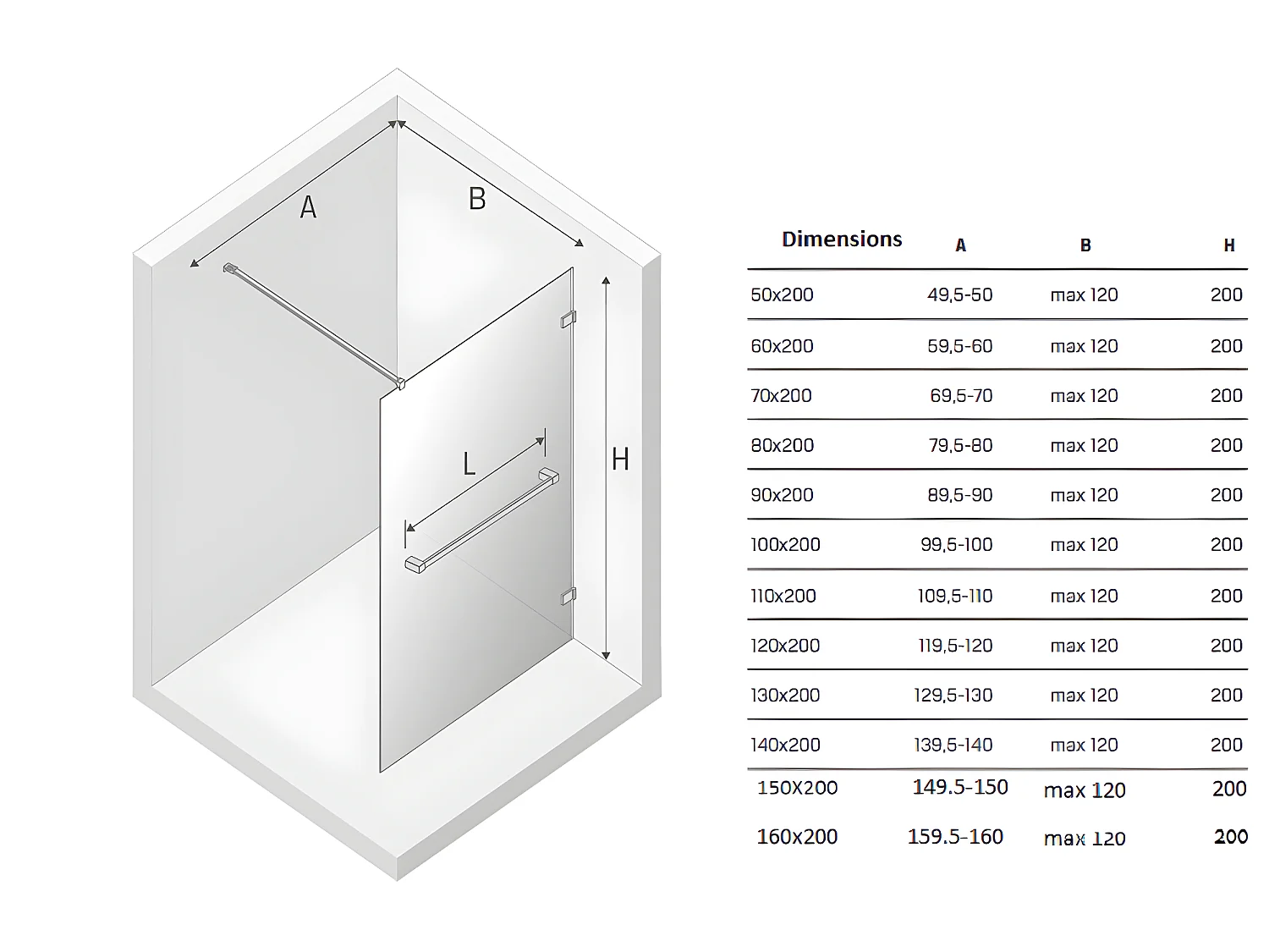 Paroi de douche à l'italienne 90 cm doré  MIAMI GOLD SHINE