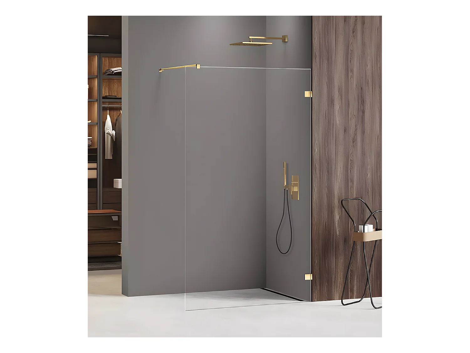 Paroi de douche à l'italienne 110 cm doré  MIAMI GOLD SHINE