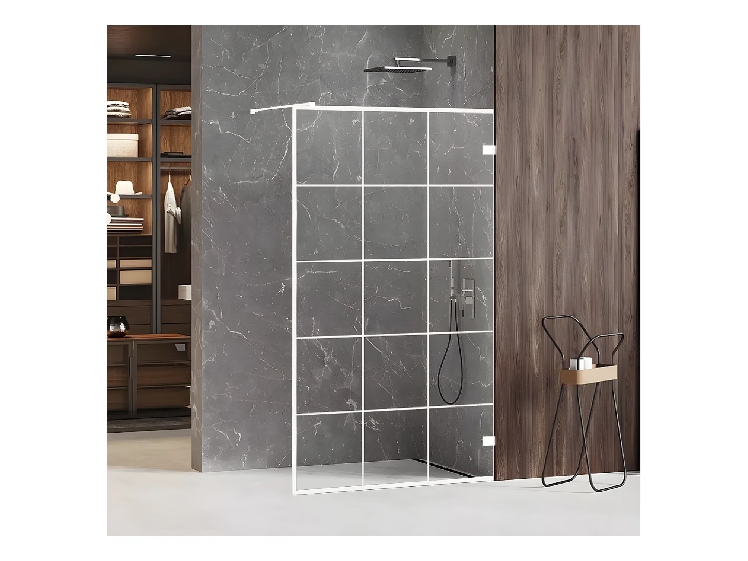 Paroi de douche à l'italienne blanche sérigraphiée  110 cm  SANTORINI WHITE
