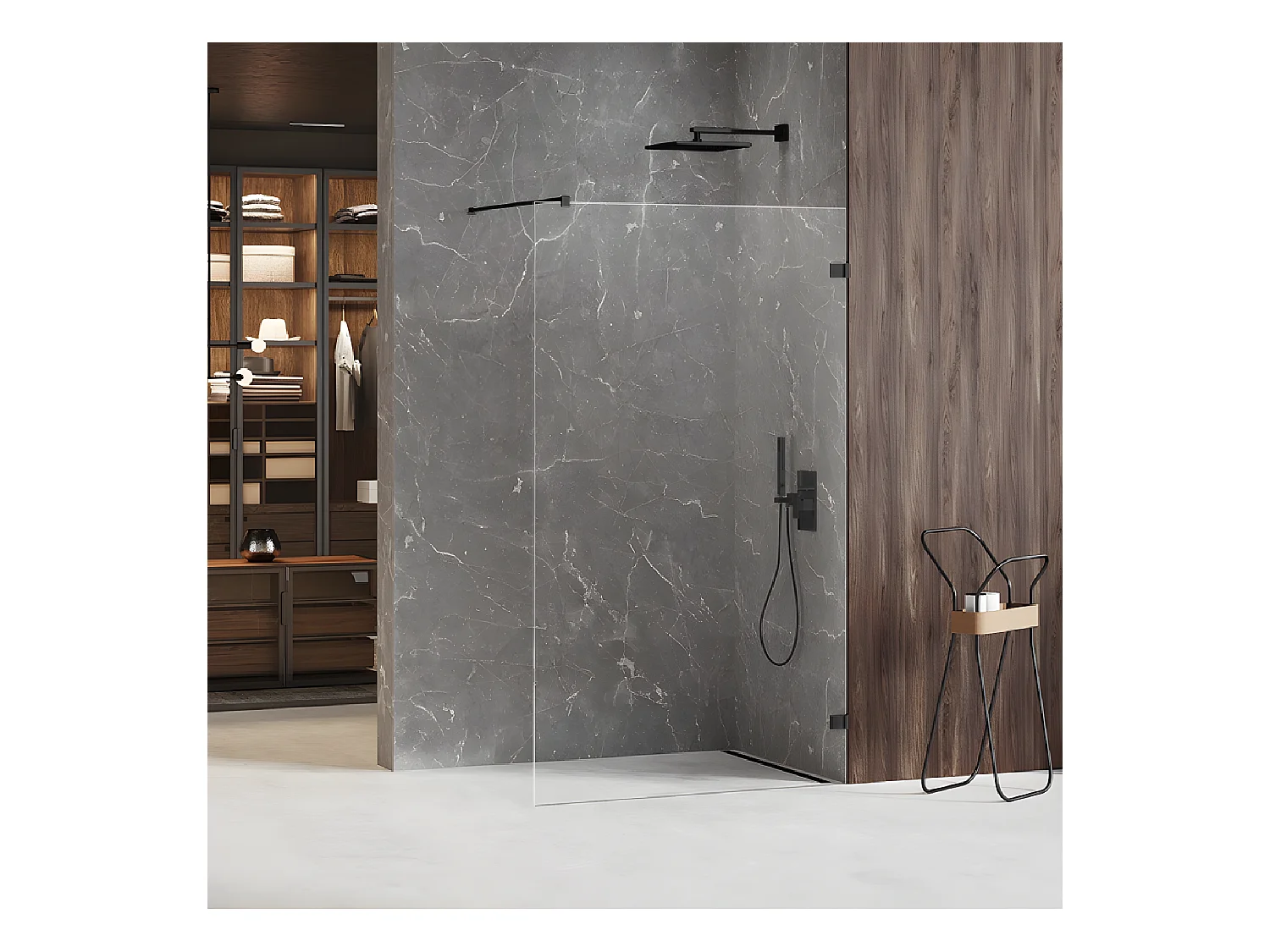 Paroi de douche à l'italienne noire  160 cm  BORA BORA BLACK