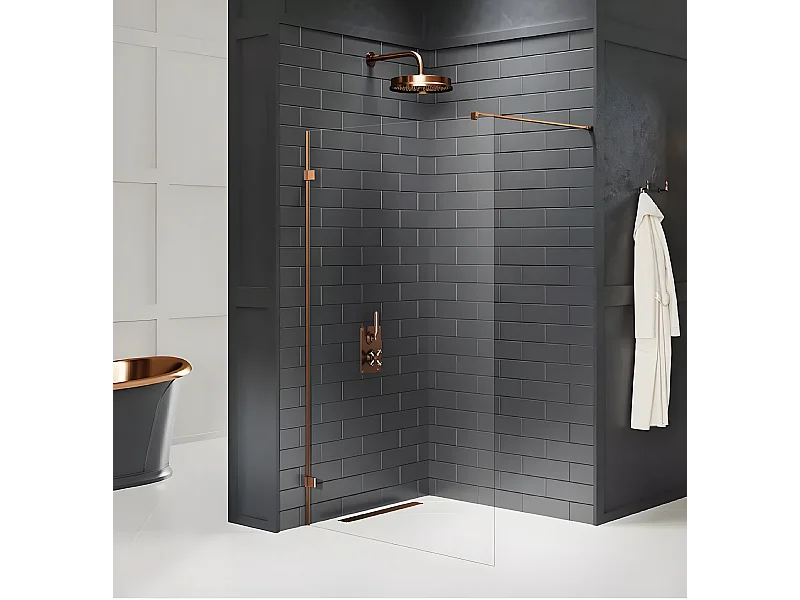 Paroi de douche à l'italienne  80 cm cuivre brossé  TAHITI COPPER BRUSHED