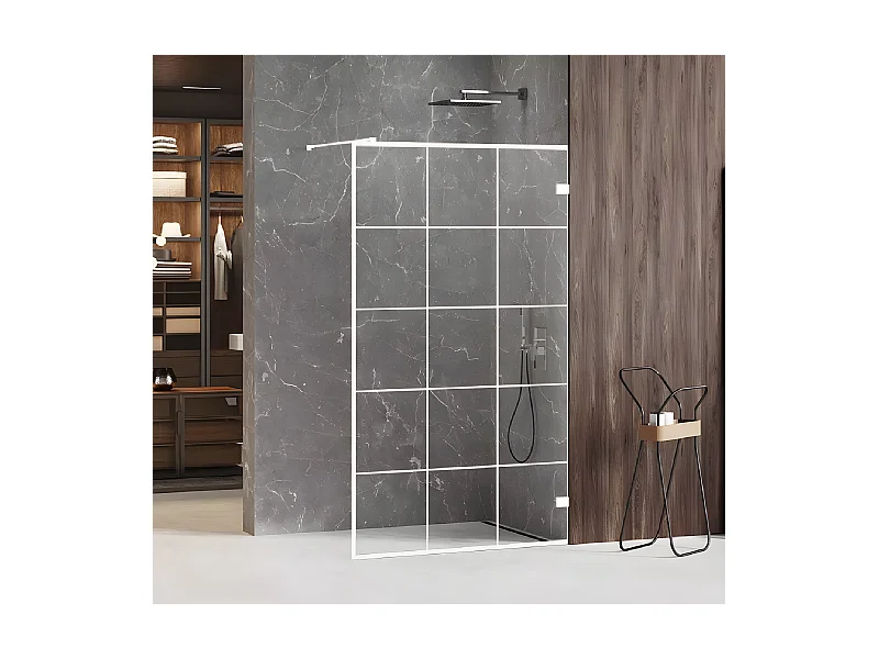Paroi de douche à l'italienne blanche sérigraphiée  80 cm  SANTORINI WHITE