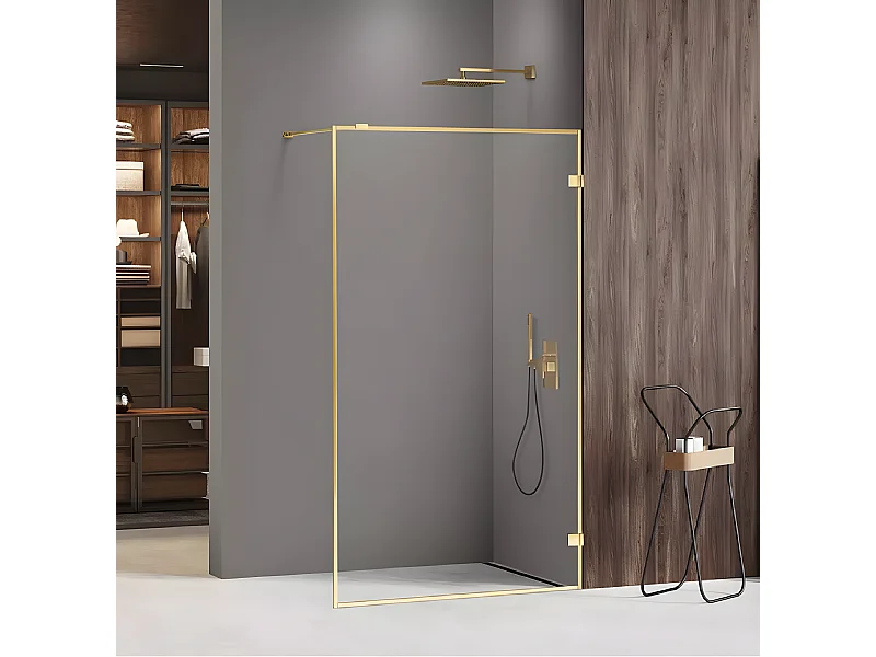 Paroi de douche à l'italienne  120 cm doré avec cadre MIAMI GOLD SHINE