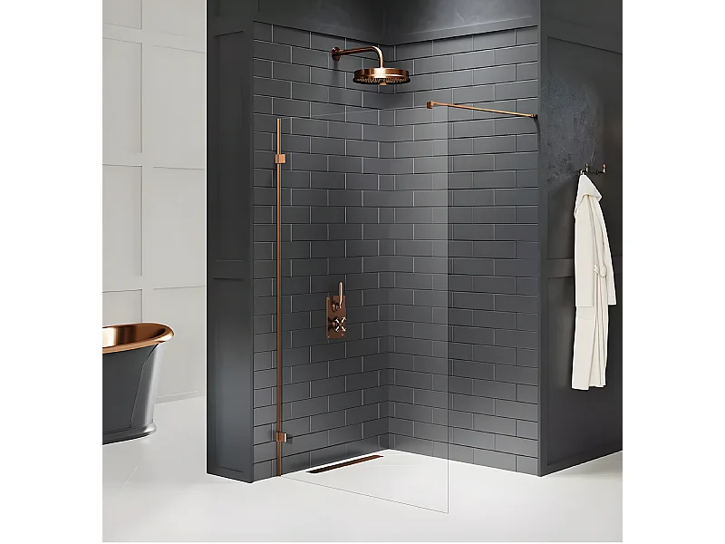 Paroi de douche à l'italienne  130 cm cuivre brossé  TAHITI COPPER BRUSHED