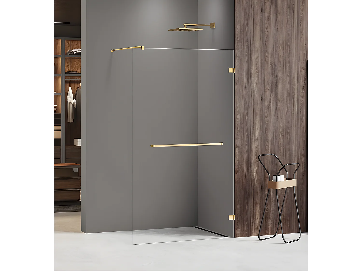 Paroi de douche à l'italienne 70 cm doré  MIAMI GOLD SHINE