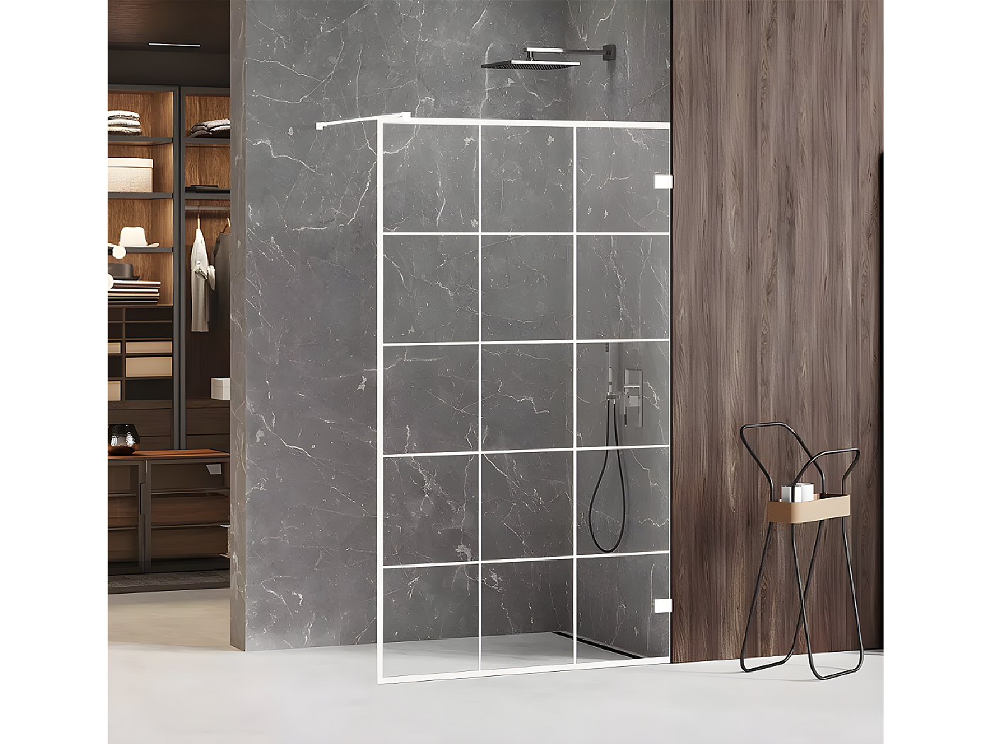 Paroi de douche à l'italienne blanche sérigraphiée 120 cm SANTORINI WHITE